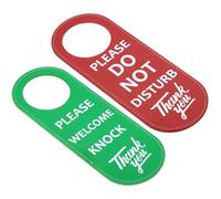 2 Pack PU Leather Double Sided Door Knob Privacy Sign for Office Home Meeting, Do Not Disturb/Welcome Knock, Do Not Disturb Door Hanger Sign, for Using in Any Places Office Hotel Meeting, Red Green