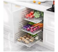 2 Pack Pull Out Cabinet S Heavy Duty Stainless Steel Slide Out Storage Drawers With Removable Drip Tray For Kitchen Bathroom & Under Sink Durable Shelving Solutions,B-Internal : 34x41x12.5cm /