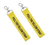 2 Pack Pull the Yellow Strap Keychain Theme Park Keychain with Lobster Clasp for Keys, Backpacks & Lanyards