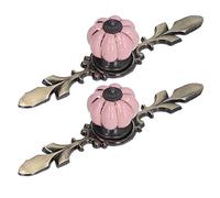 2 Pack Pumpkin Drawer Knobs, Hand Painted Vintage Ceramic Cabinet Pull Handles Retro Ceramic Knobs for Dresser Cupboard Wardrobe (1045A Pink)