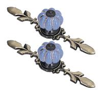 2 Pack Pumpkin Drawer Knobs, Hand Painted Vintage Ceramic Cabinet Pull Handles Retro Ceramic Knobs for Dresser Cupboard Wardrobe (1045A Royal Blue)