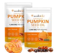 2 Pack Pumpkin Seed Oil 300 Softgels Cold Pressed 2-in-1 Formula Supplement Essential Fatty Acids & Phytosterols Supports Prostate & Urinary Health,Hair Growth