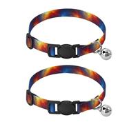 2 Pack Puppy Collar Colorful Galaxy Nebula Space Puppy Collar with Bell, Adjustable 10.6 to 17.1 Inches