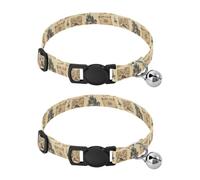 2 Pack Puppy Collar Medieval Castles Decorative Pet Collar with Bell, Adjustable 10.6 to 17.1 Inches