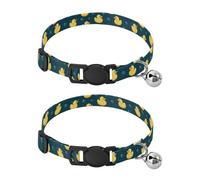 2 Pack Puppy Collar Rubber Duck Bubble Navy Kitten Collar with Bell, Adjustable Length 10.6" to 17.1"