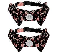 2 Pack Puppy Collars Colorful Ditsy Flower Floral Pattern, Cat Bow Tie with Buckle for Small Medium Dogs, Collared Shirts for Pet Bowties, Neck 11.2-12.2 in