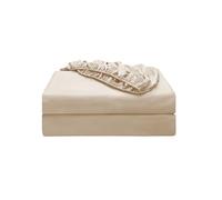 2-Pack Pure Cotton Twin XL Bottom Sheet for Adjustable Bed Split King, 600 TC 16" Deep Pocket Egyptian Cotton Fitted Sheet (2-Pack, Twin XL, Beige)