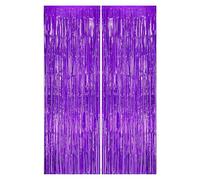 2 Pack Purple Tinsel, Tinsel Foil Tassel Curtain, Purple Foil Tassel, Party Backdrop, Decorative Background, Suitable for Photo Background Door Wall Hanging Curtain Party Office Decoration, 1 x 1.95m