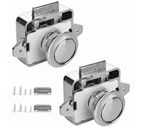2 Pack Push Button Latches Locks Replacement Keyless Door Lock Keyless Cabinet Door Catch Lock for Caravan Motorhome Camper Van Latch Cupboard (Sliver)