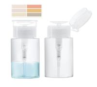 2 Pack Push Down Pump Dispenser, Empty Pump Bottle Dispenser with DlY Lables for Nail Polish, Makeup Remover, Alcohol, Facial Toner 3.38oz/100ML