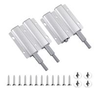 2 Pack Push to Open Door Catches, Magnetic Double Push Opener Latch for Cupboards, Push Pull Catch Touch Open Door Latch for Wardrobes Cabinets, Silver Aluminium Press Release Latches for Closet