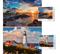 2 Pack Puzzles for Adults 1000 Pieces Lighthouse Puzzles, Jigsaw Puzzles for Adults 1000 Pieces and up, Puzzles Gifts for Women & Mom & Teacher, Valentines Day Gifts