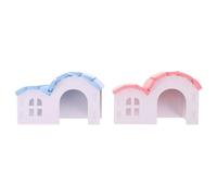 2 Pack PVC Hamster Hideout House for Hamsters and Gerbils | Pink and blue set, lightweight cage accessory, easy-clean sleeping nest, secure small pet privacy spot