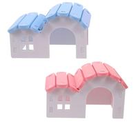 2 Pack PVC Hamster Hideout Houses for Mice and Hamsters | Pink and blue cage accessories, lightweight and easy to clean, cosy sleeping nest, secure resting spot for small pets