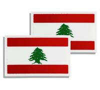 2 Pack PVC Lebanon Lebanese Country Flag Patch,PVC Country Flag Hook and Loop Patches for Backpacks Jackets Hat,2x3 Inch.