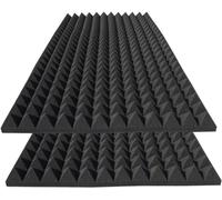 2 Pack pyramid Acoustic Foam Panels, 48 x 24 x 2" Sound Absorbing Panels High Density Noise Canceling Studio Foam for Home,Office, Recording Room (Black-2 Pack, 48" x 24" x 2")
