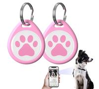 2 Pack QR Code Pet ID Dog & Cat Tags - Personalized, Anti-Lost, No Subscription Fees (Pink & Pink, 1.2")