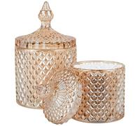 2 Pack Qtip Holder Apothecary Jars with Lid, Small and Large Amber