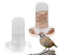 2 Pack Quail Plastic Food Feeder and Bird Water Dispenser Plastic for Quail Chick Parakeet Budgies Cockatiel Lovebird Small Birds (Transparent)