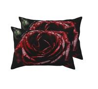 2 Pack Queen Microfiber Queen Pillow Cases with Envelope Closure Pillow Covers for Hair and Skin A Rose Pillowcases 20"x30" Bed Pillow Protectors Cover for Sleeping Gifts