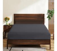 2 Pack Queen Size 100% Egyptian Cotton Fitted Sheets 600 Thread Count 16" Deep Pocket, Ultra-Soft Hotel Luxury, Durable, Breathable and Comfy Bottom Sheet (2Psc Queen Fitted Sheet, Dark Grey)