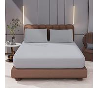 2 Pack Queen Size Fitted Sheet 100% Egyptian Cotton Fitted Sheets 600 Thread Count 16" Deep Pocket Fitted Sheet, Shrinkage & Fade Resistant-Easy Care (Queen, Grey)