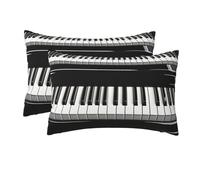 2 Pack Queen Size Pillow Cases with Zipper, Soft Breathable Pillowcase for Hair and Skin, 20"x30" Pillow Covers for Sleeping Gift Bed Pillow Case Black and White Piano Keys Pillowcases