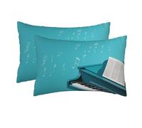 2 Pack Queen Size Pillow Cases with Zipper, Soft Breathable Pillowcase for Hair and Skin, 20"x30" Pillow Covers for Sleeping Gift Bed Pillow Case Piano on Blue Background Pillowcases