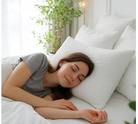 2 Pack Queen Size Rayon Derived from Bamboo Pillows, Cooling Shredded Memory Foam Bed Pillow Sets for Side, Back, Stomach Sleepers, Adjustable, Washable Cover, Queen (Pack of 2)