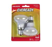 2 Pack R63 46W (60W Eqv) Eveready Eco Classic Halogen Traditional E27 Reflector Bulbs, Dimmable, 2800K Warm White