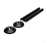 2 pack radiator pipe covers and collars for 15mm pipes, created to enhance the presentation of bathroom radiator piping systems (Black)