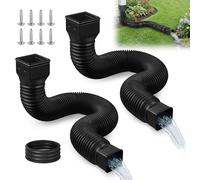 2 Pack Rain Gutter Downspout Extensions: Flexible Downspout Extender from 21" to 60" Black Gutter Downspouts Connector for Lawns Gardens Yards Cement Floors