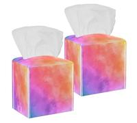 2 pack Rainbow Color Tissue Box Holder on Table and Barth room