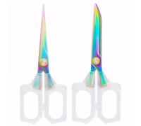 2 Pack Rainbow Iridescent Scissors with Clear Handle, Stainless Steel Blades,Titanium Super Sharp Sewing Scissors, Office School Home Craft DIY Supplies
