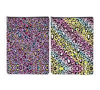 2 Pack Rainbow Leopard Print Book Sleeve, Books Protector，Books Pouch， Book Lovers Gifts，Bookish Gifts Waterproof Cover with Zipper，Leopard Decor Gift Bag for Women Bestie Christmas Thanksgiving
