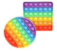 2 Pack Rainbow Pop It Fidget Toy, Popit Fidget Toys Silicon Rainbow Bubble Fidget Popper Sensory Bubble Stress Relief Anxiety For Kids Adults for Adhd Autism Kids Adults Learning and Educational