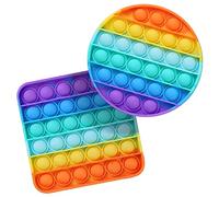 2 Pack Rainbow Poppets & Push Pop Bubble Sensory Fidget Toy | Anxiety & Stress Relief Game, Silicone Classroom Therapy Educational Learning Party Favours Holiday Stuffer Fun Popping For Kids & Adults