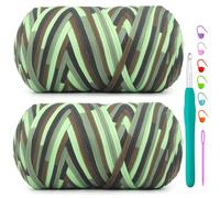 2 Pack Rainbow Tshirt Yarn for Crochet,Camouflage T Shirt Soft Elastic Fabric Chunky Thick T-Shirt Crochet Yarn for Crocheting Knitting Beginner Hand Knitting Bag/DIY Craft/Home Decor 2 * 400G