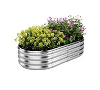 2 Pack Raised Beds Garden Raised Planters,Sliver Galvanized Raised Planter Box Outdoor,Large Bottomless Metal Raised Bed for Plants Vegetables Flowers & Herbs Growing, Bottomless Planter