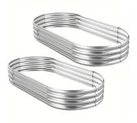 2 Pack Raised Garden Bed, Galvanized Steel Planter Box Metal Raised Bed Elliptical for Outdoor Plants Growing Vegetables, Flowers and Herbs, 120x60x30cm, Silver