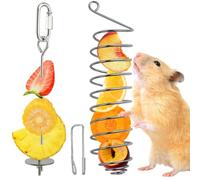2 Pack Rat Cage Accessories, Rat Foraging Toys, Premium Stainless Steel Bird Food Holder Hanging Slow Feeder, Cage Enrichment Accessories for Parakeet Budgie Cockatiel Rodents Birds Small Animal