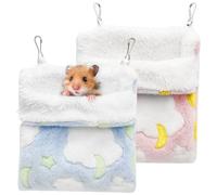 2-Pack Rat Hammock - Double Layer Small Animal Hammocks for Cage, Soft Guinea Pig & Ferret Accessories, Washable Hamster Bed for Rat Cage Accessories (Blue & Pink)