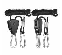 2 Pack Ratchet Hanger, Adjustable Ratchet Hanger Rope, 1/8 Inch, Heavy Duty Pulley Clip for Grow Light Hangers and Tent Hangers, Load Capacity 68kg/150lbs