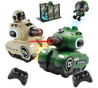 2 Pack RC Battle Tanks 2.4GHz Infrared Fight Bumper Cars, USB Charging | Ejecting Infrared Robots, Blood Return Base, No Bullets Needed, Chirstmas Birthday Present