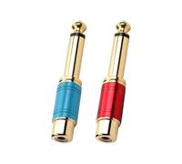 2 Pack RCA to 6.35mm Adapter, RCA Female to 1/4 Inch TS Mono Male Jack Audio Connector, Copper Gold-Plated, Reliable for Headphones, Instruments, Amplifiers, Speakers, Home Theater, Audio Systems