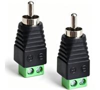 2-Pack RCA to Speaker Wire Adapter Screw Terminal Male Plug Connector | Solderless RCA Adapter for Home Stereo, DVR Security Camera, Audio Receiver, Left Right Channel