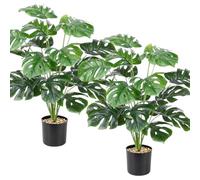 2 Pack Realistic Artificial Plants Outdoor/Indoor with Pot,Tall Fake Plants Room Decor,Large Faux Plants for Outdoors,Palm Trees for Garden Accessories,No Maintenance Required(Large Monstera)