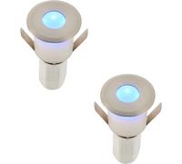 2 PACK Recessed Decking IP67 Guide Light - 1.2W Blue Light LED - Satin Nickel