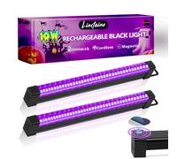 2 Pack Rechargeable Black Light Bar, 5000mAh Large Capacity Battery Powered Black Lights for Glow Party, Portable Blacklight Party Supplies for Uranium Glass, Fluorescent Poster, Bedroom, Halloween