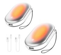 2 Pack Rechargeable Hand Warmer, Power Bank 5000 mAh, Portable Electronic USB Pocket Heater, 3 Heating Modes Hand Warmer for Women Men, Outdoor Sports Home Office Usage